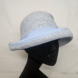 Anthropologie Renee's NYC Blue Straw Bucket Hat Womens OS